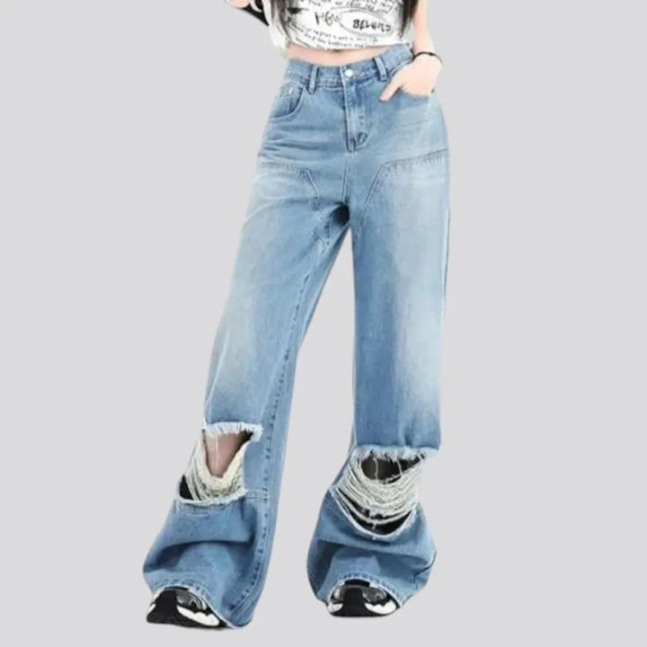 Distressed women's high-waist jeans