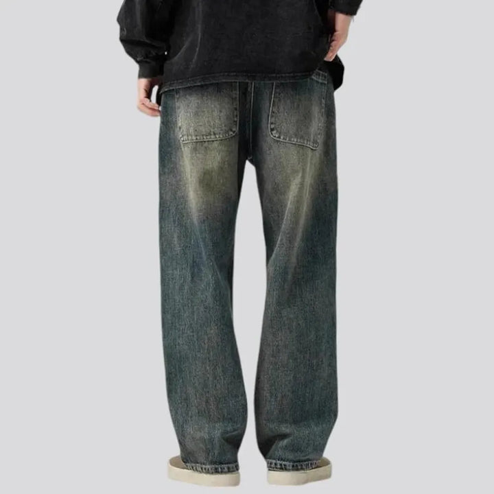 Fashionable baggy fit men's jeans