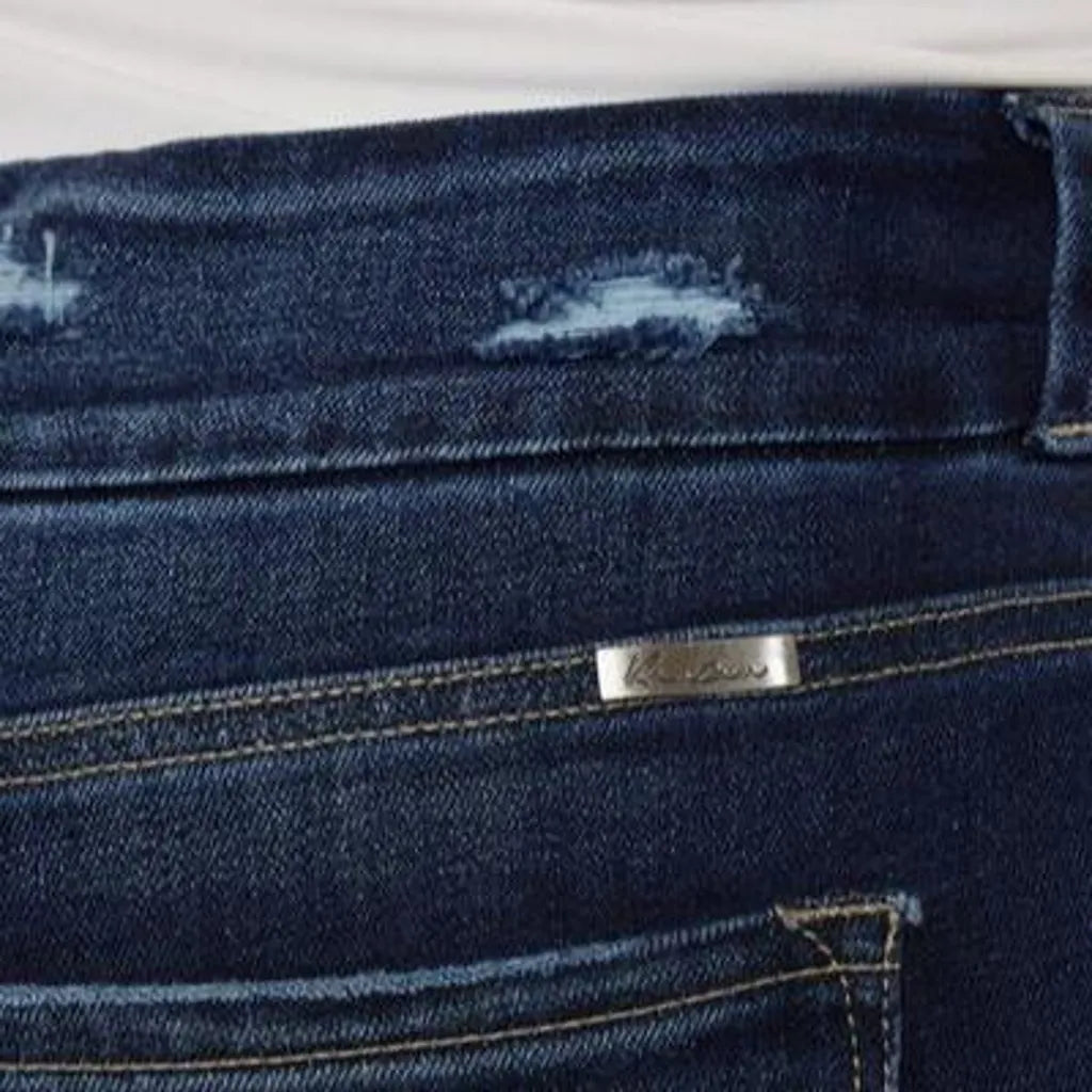 Distressed-hem sanded jeans
 for women