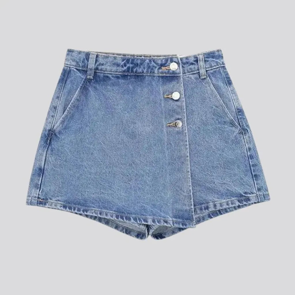 High waist jeans skort