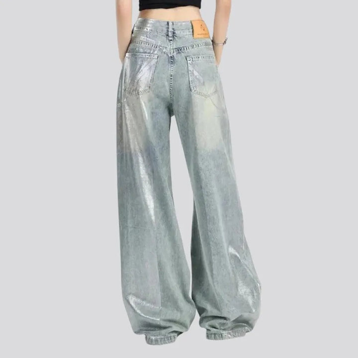 Boho style light women's jeans