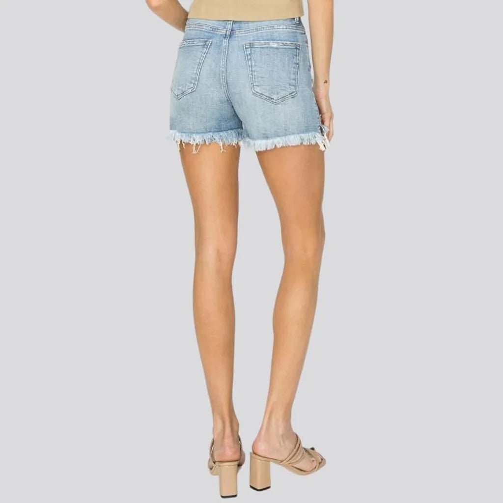 Light-wash straight jean shorts
 for women