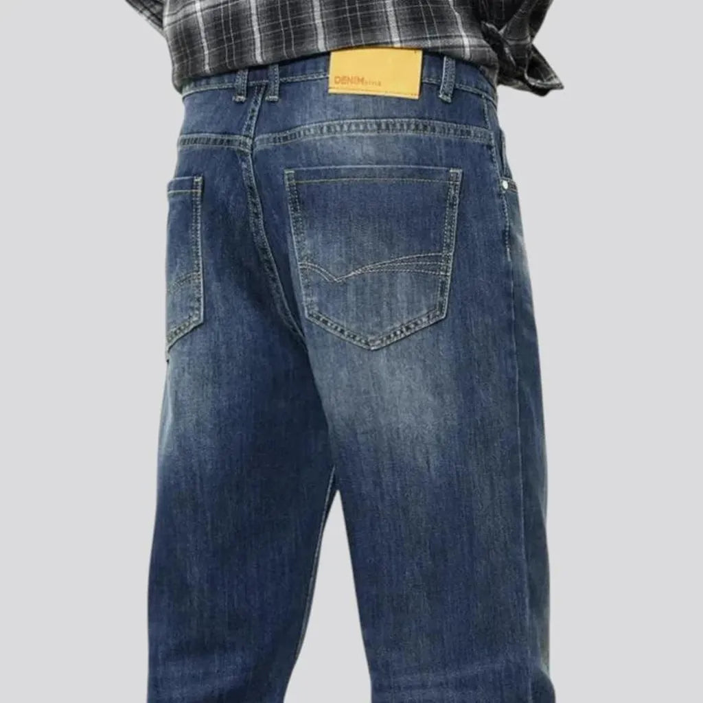 Loose-fit stretchable mid-waist men's jeans