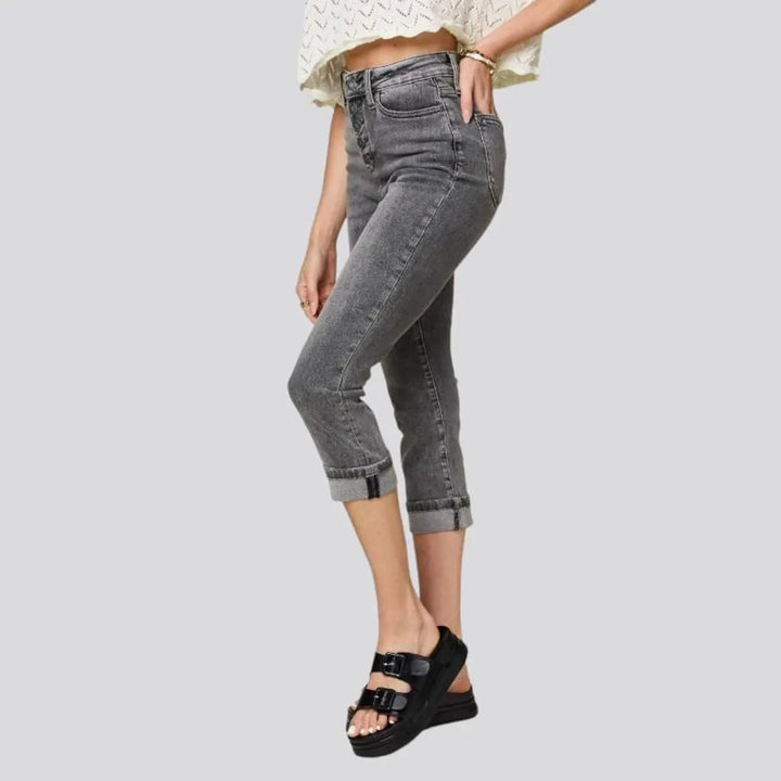 Folded-hem women's vintage jeans