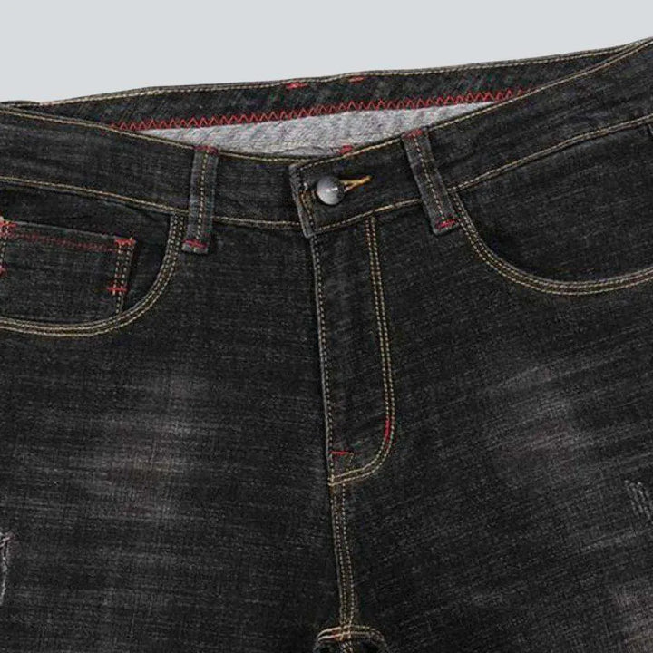 Black sanded jeans for men