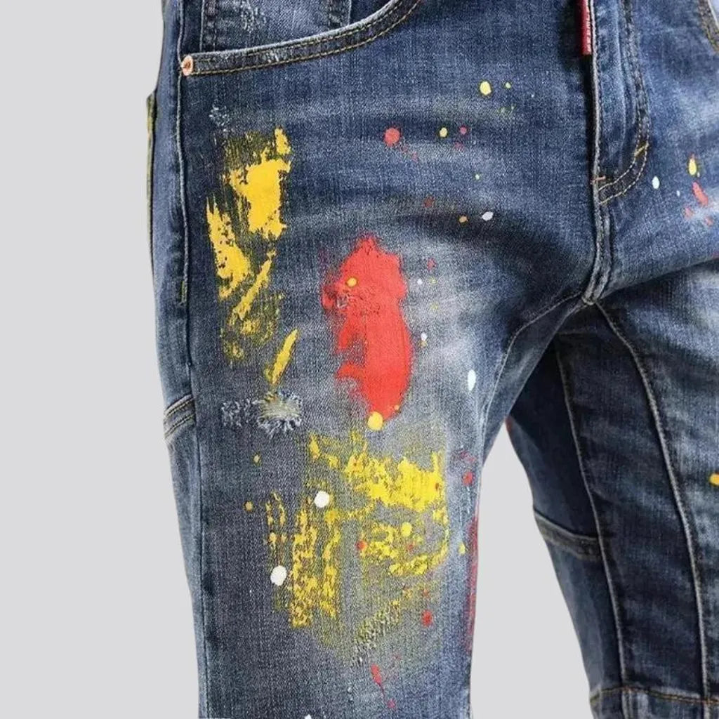 Trendy sanded denim shorts for men