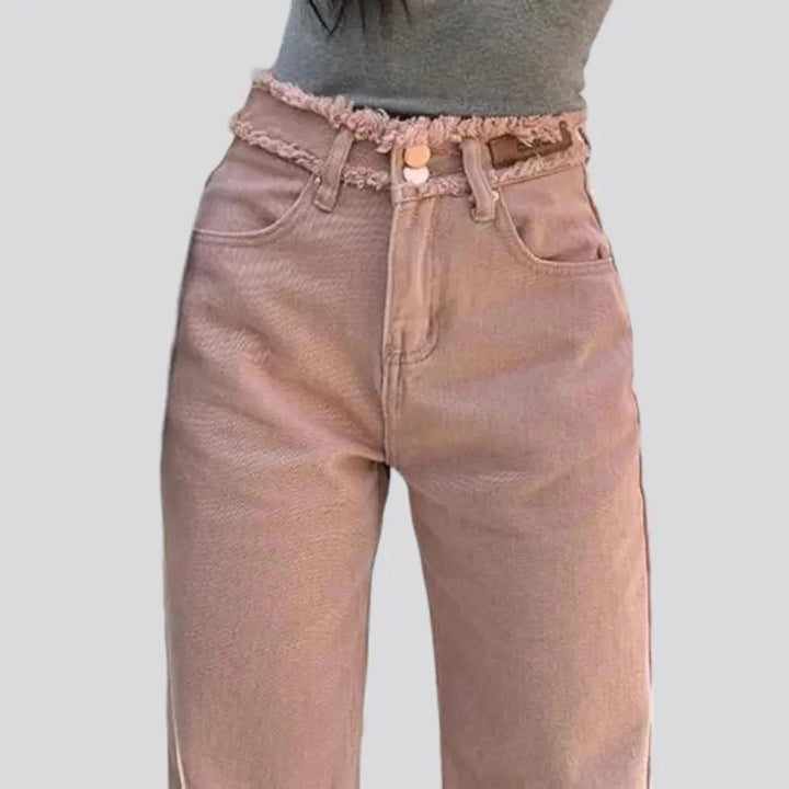 Raw-waistline y2k jeans
 for women