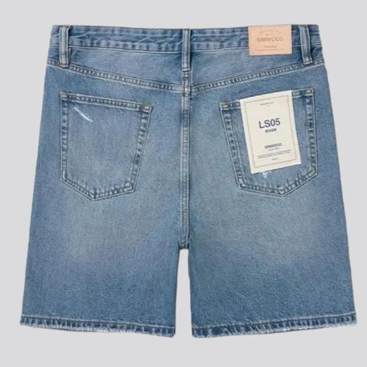 Straight light-wash jean shorts
 for men