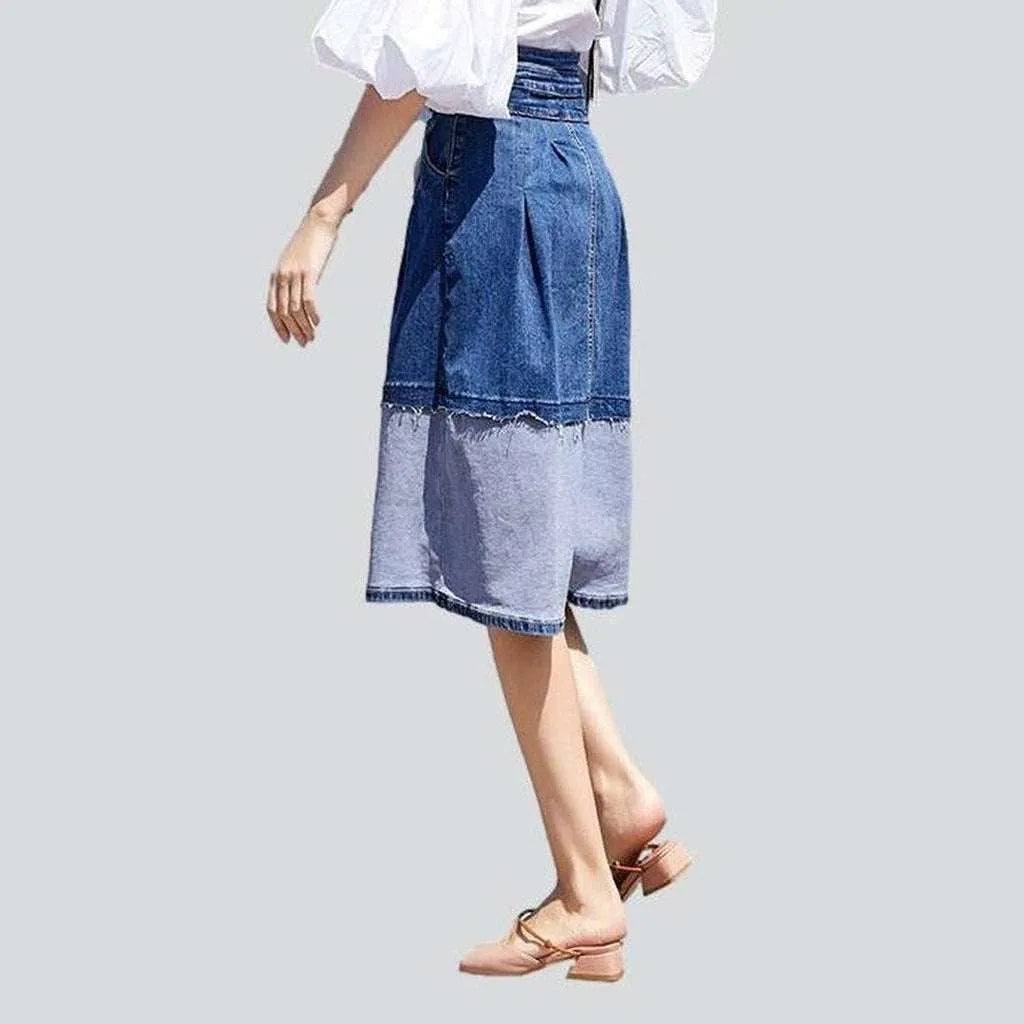 Two sided patchwork denim skirt