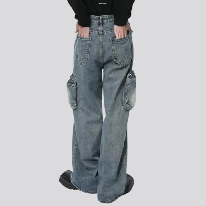 Baggy fit acid wash men's jeans