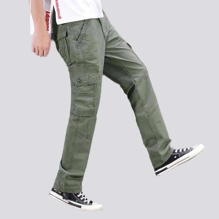 Mid-waist color denim pants
 for men
