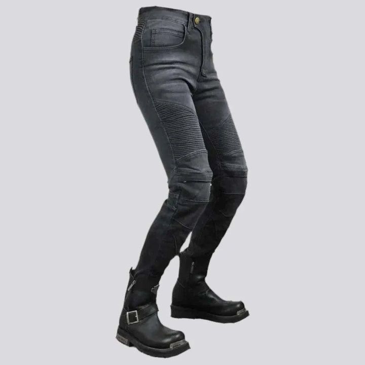 Sanded women's riding jeans