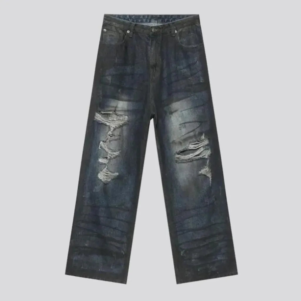 Distressed men's baggy jeans