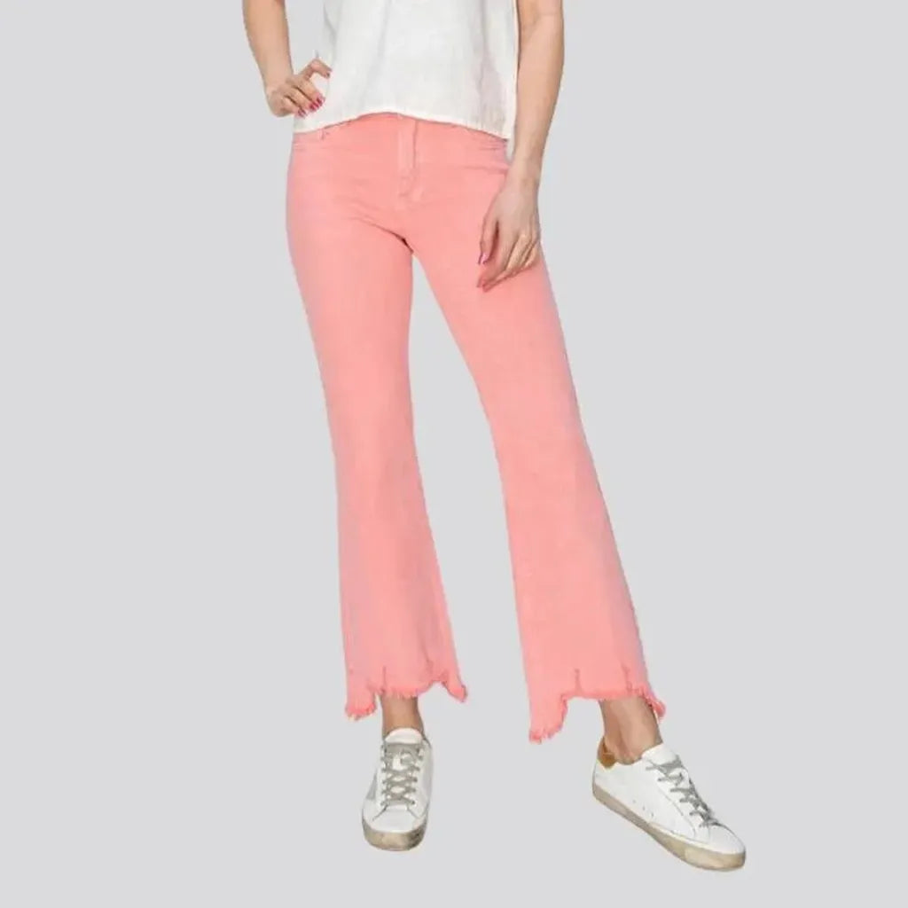 Color women's mid-waist jeans