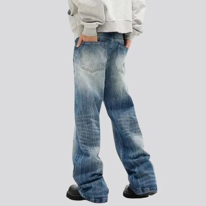 Distressed light high rise men's jeans