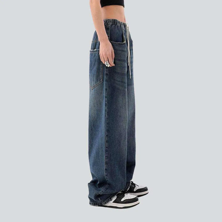 Women's baggy jeans with drawstrings