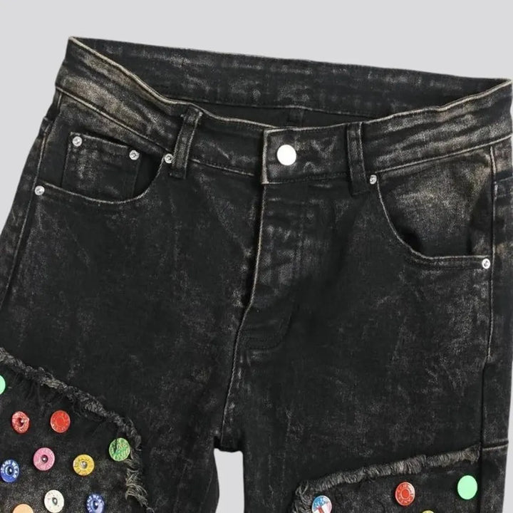 Skinny fit vintage acid wash jeans for men