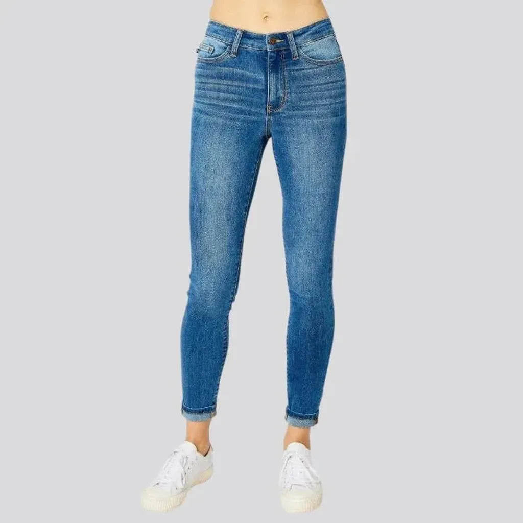 Sanded casual jeans
 for women