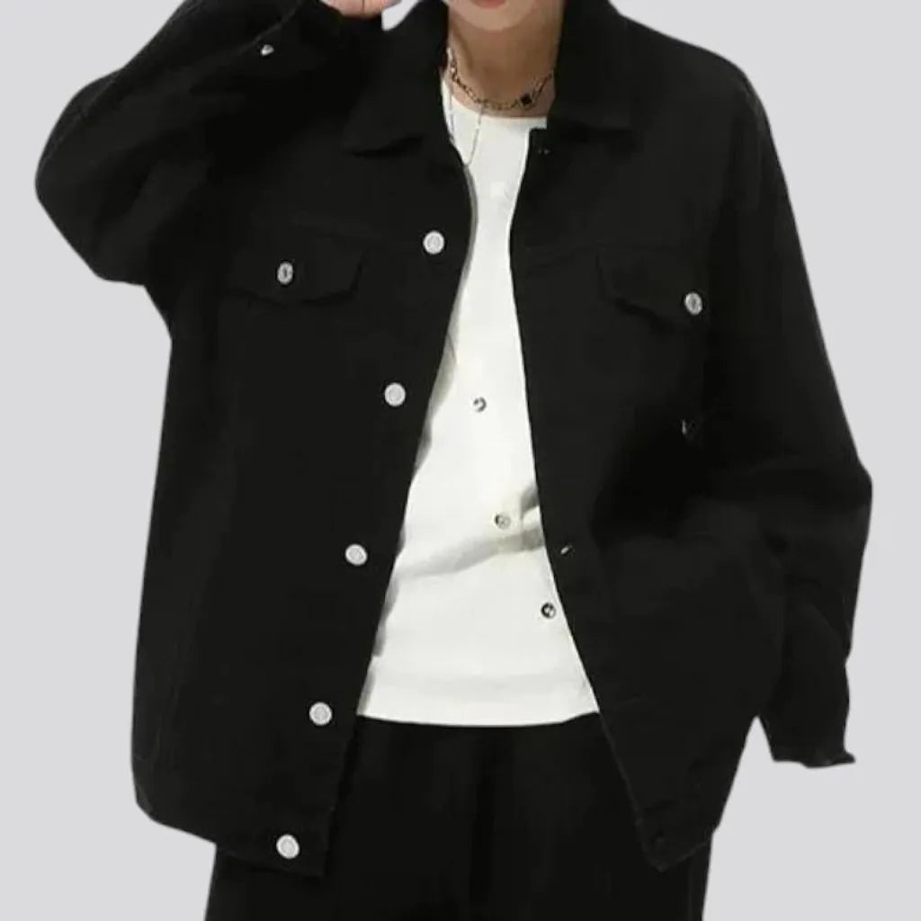 Monochrome boho casual oversized men's jean jacket