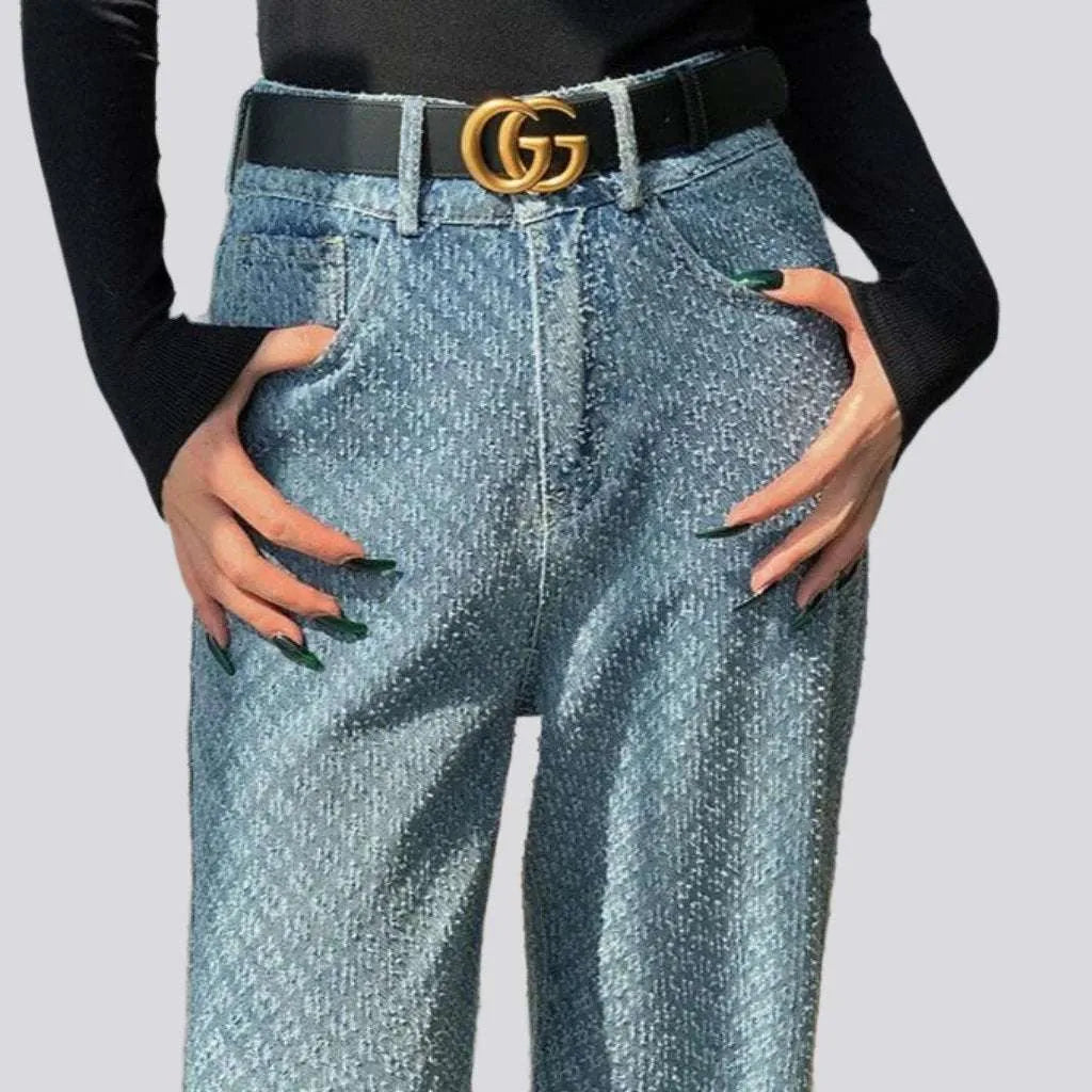 Ornament embroidery wide women's jeans