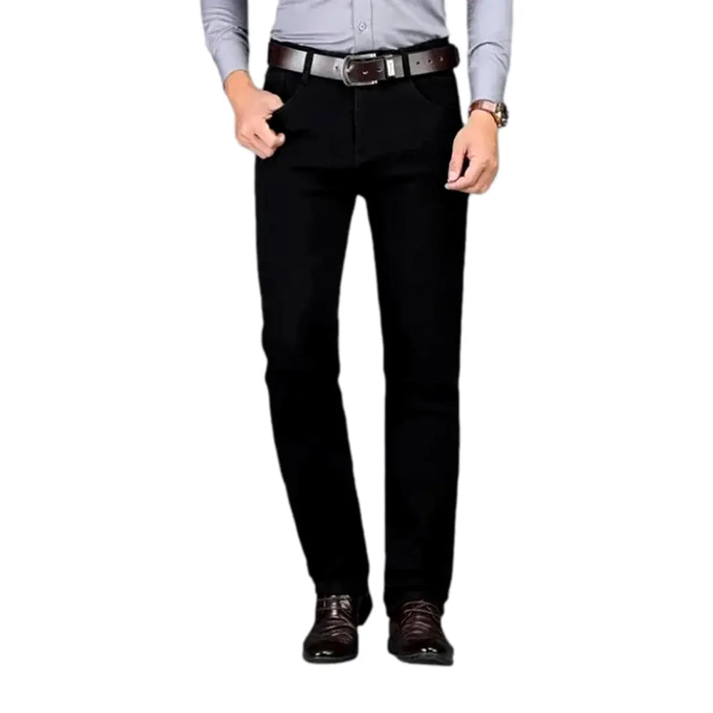 Slim Fit Monochrome Stretchable Jeans for Men - Black