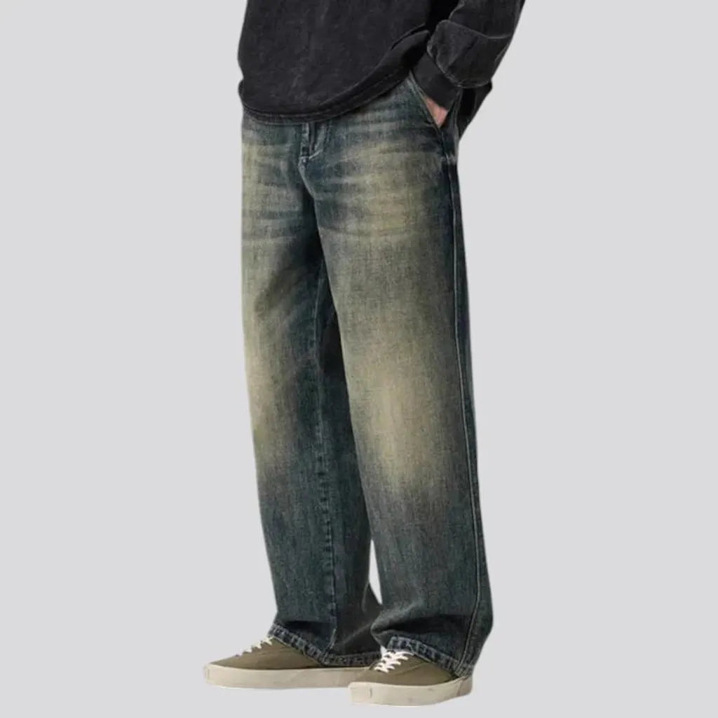 Fashionable baggy fit men's jeans