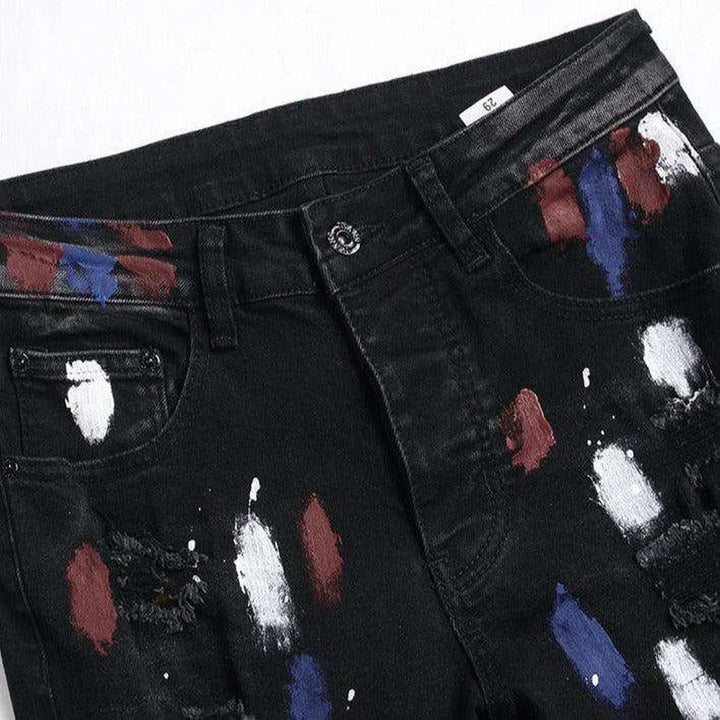 Color stains patchwork men's jeans