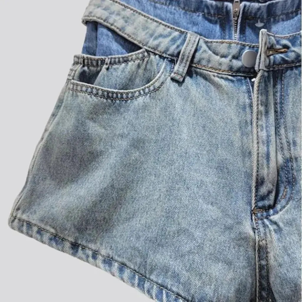 High-waist street denim shorts
 for ladies