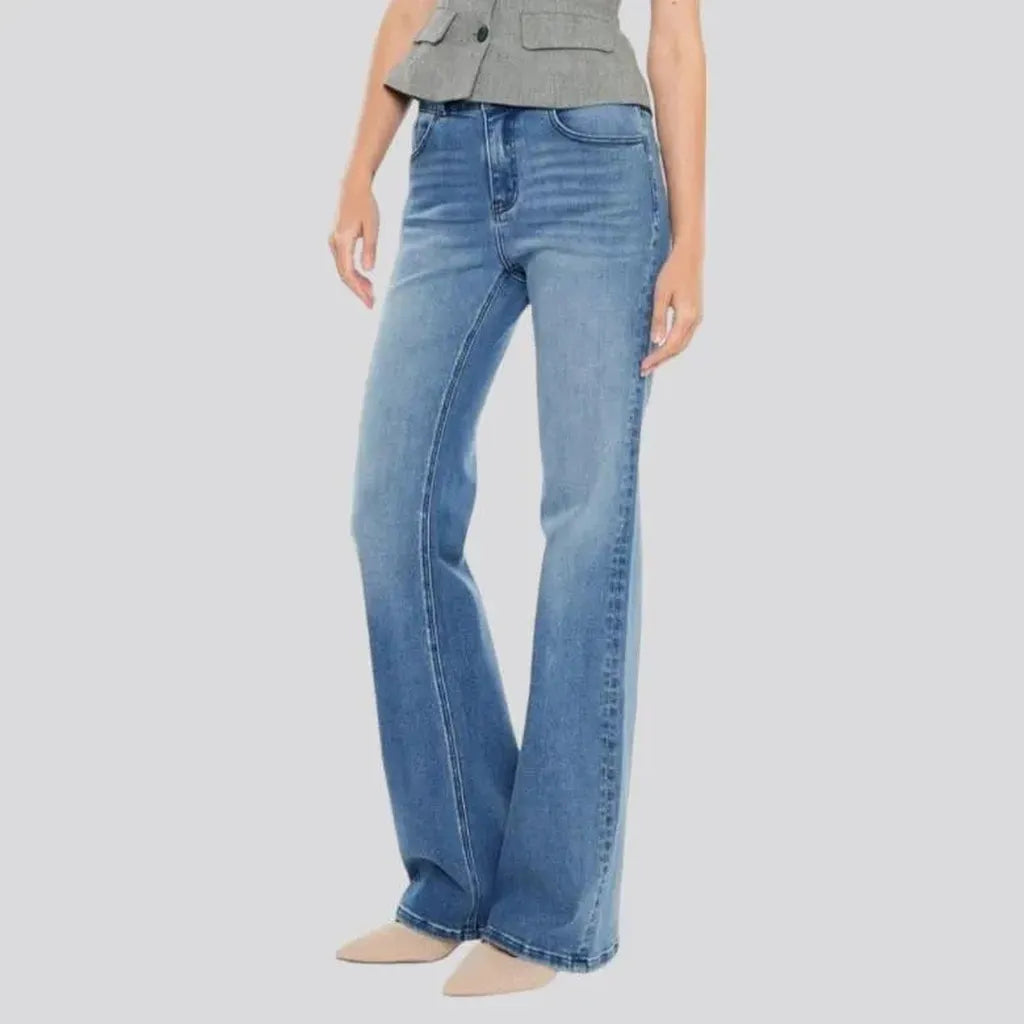 Straight women's whiskered jeans