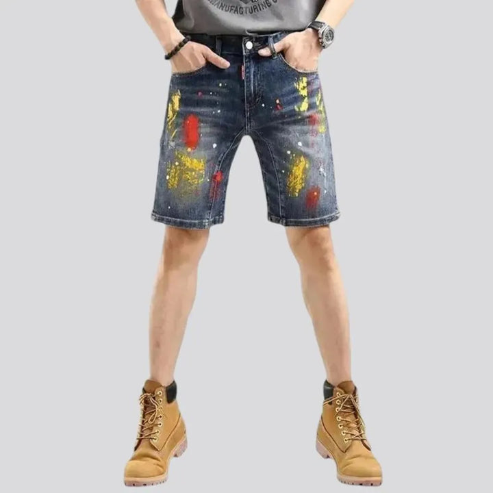 Trendy sanded denim shorts for men