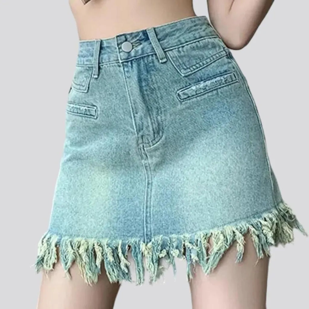 High-waist jeans skirt
 for women