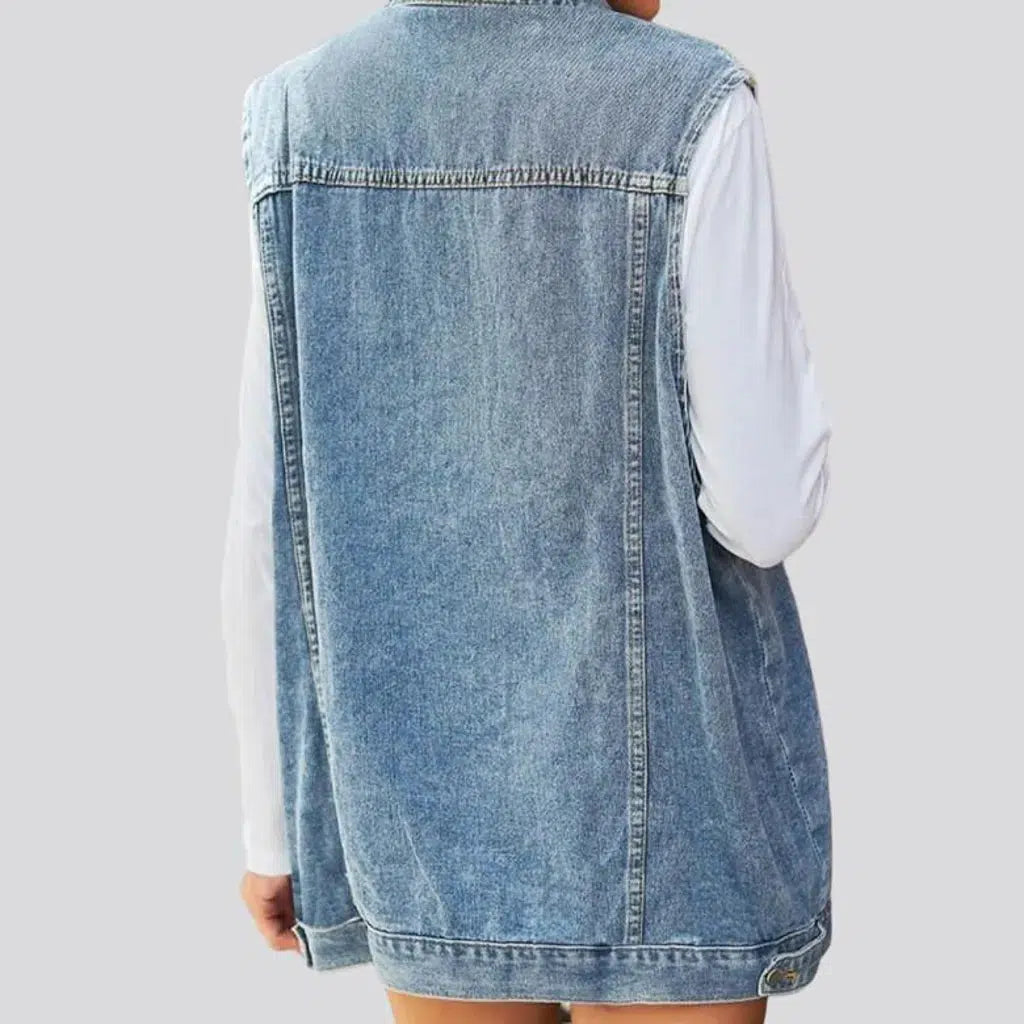 Stonewashed 90s jeans vest
 for women