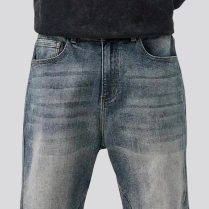 Creased mid rise fashion men's jeans