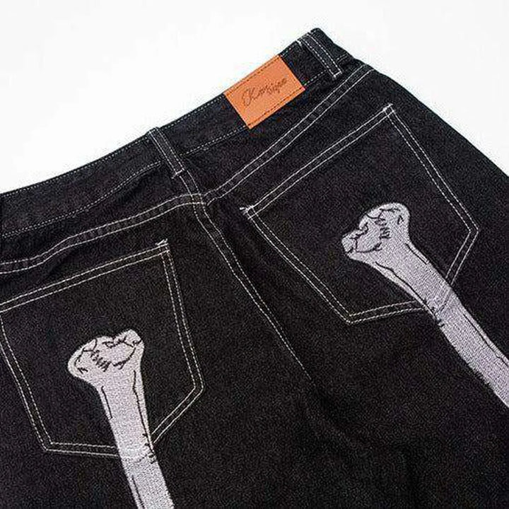 Bone print baggy men's jeans