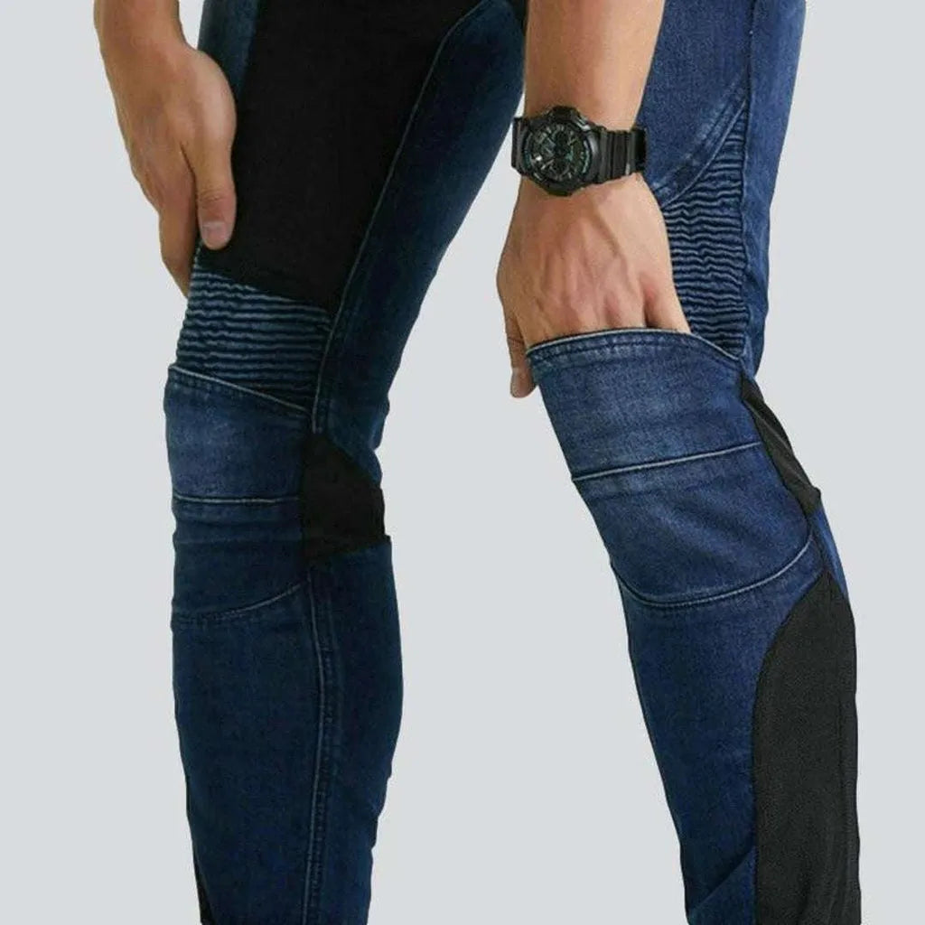 Biker jeans with breathable mesh