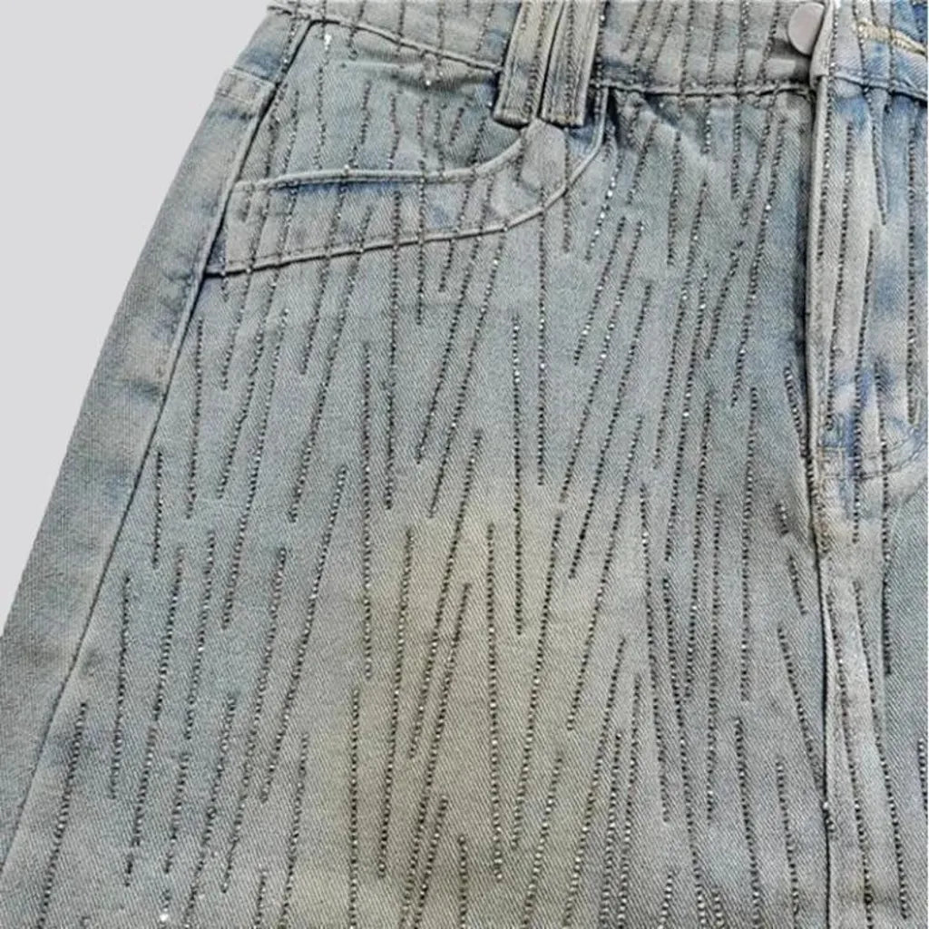 Embellished vintage jean skort