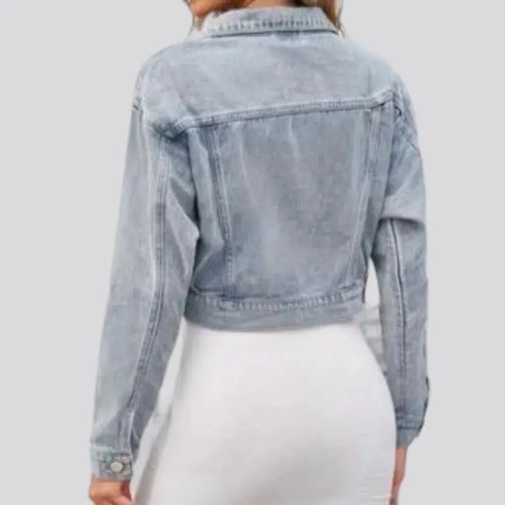 Vintage light-wash jean jacket
 for women