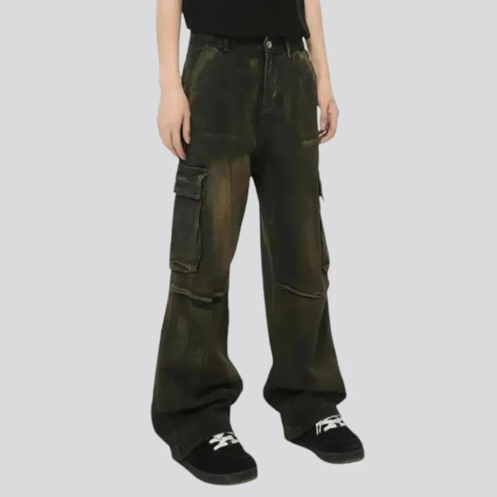 Mid rise cargo men's jeans