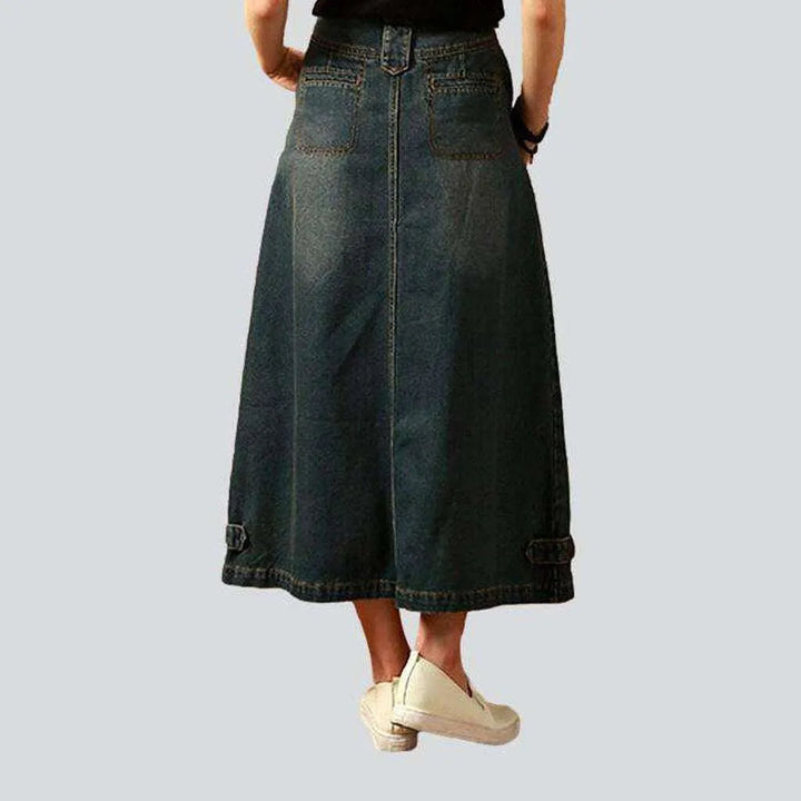 Dark blue vintage denim skirt