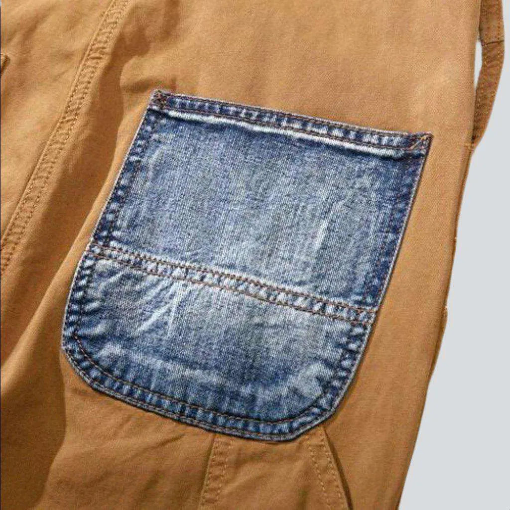 Patched back pocket denim jumpsuit