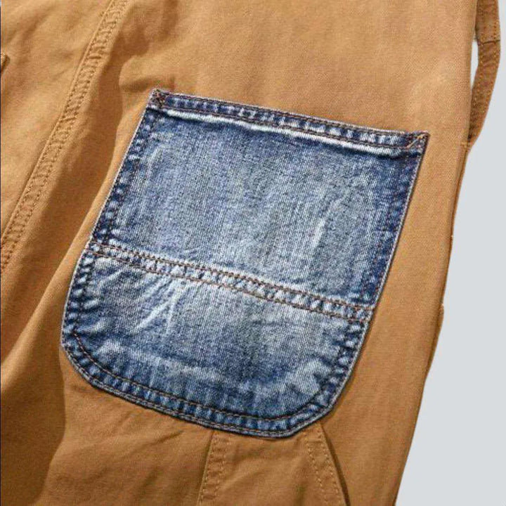Patched back pocket denim jumpsuit