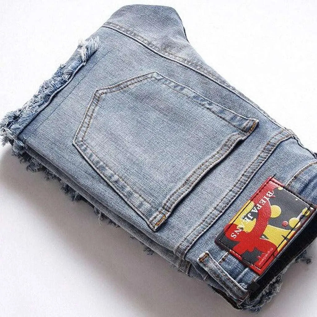 Distressed patchwork jeans for men
