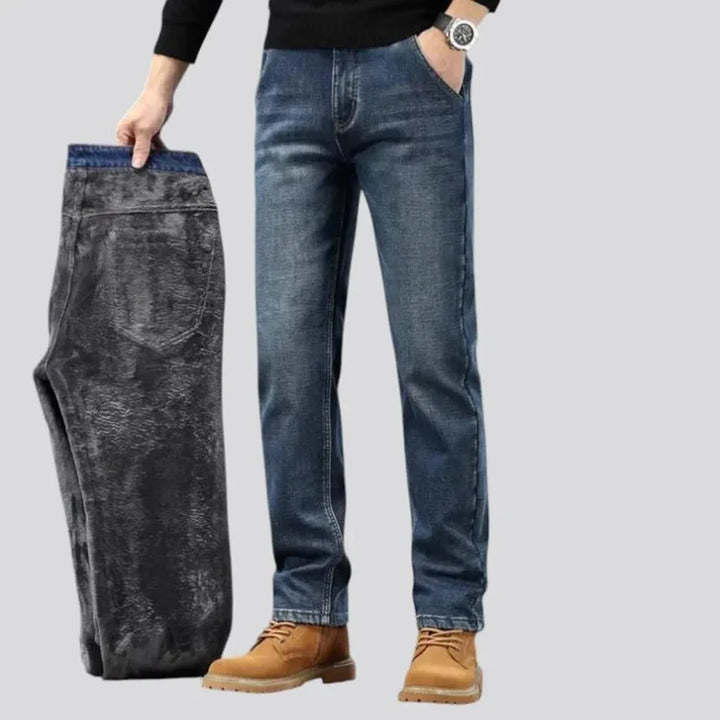 Stretchable abraded retro men's jeans