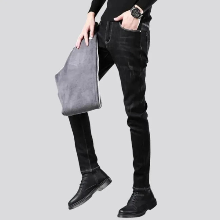 Slim fit elastic sanded men's jeans