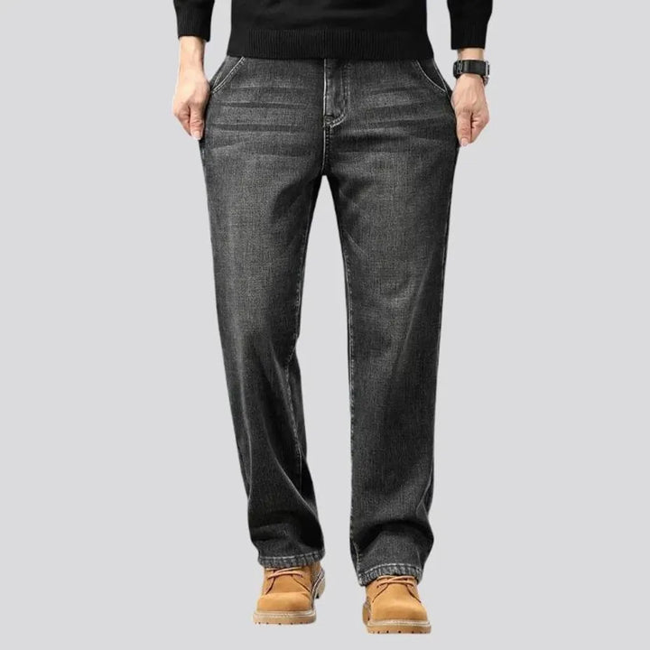 Straight fit dark faded men's jeans