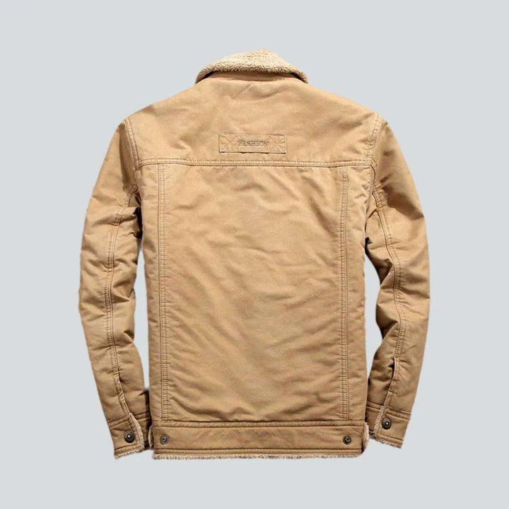Sherpa color men's denim jacket