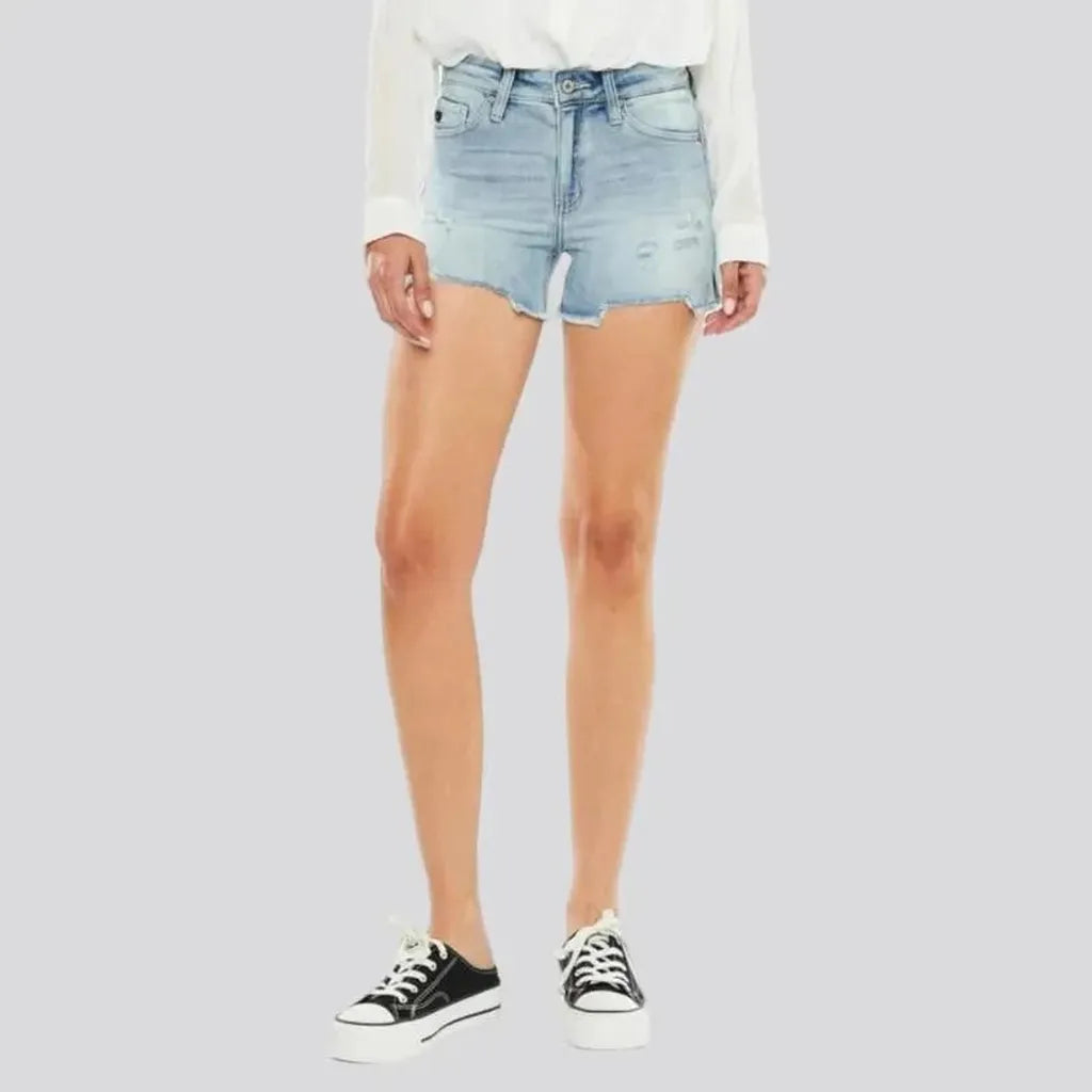 Straight tall-waisted jean shorts
 for ladies