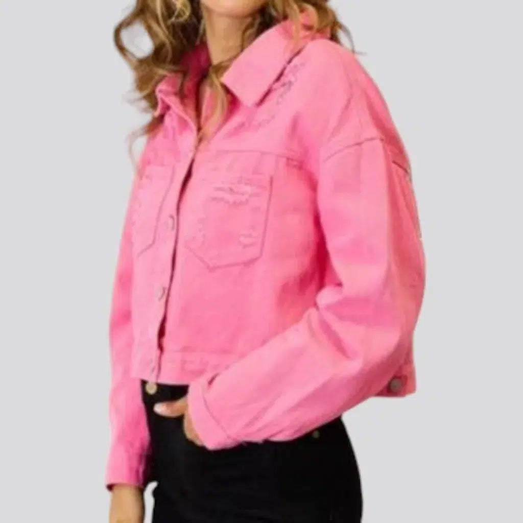 Diamond color women's denim jacket