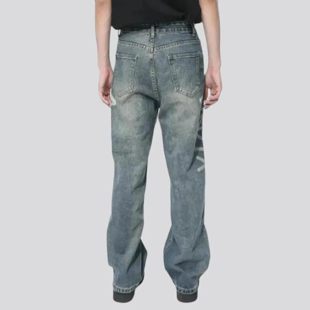 Men's patchwork-stitching jeans