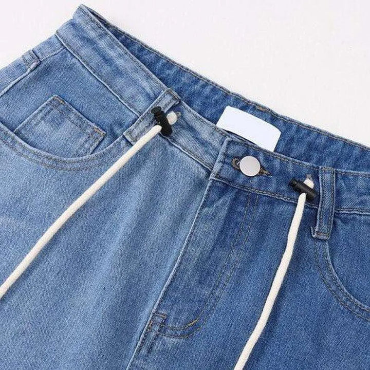 Cut-out baggy jeans with drawstrings
